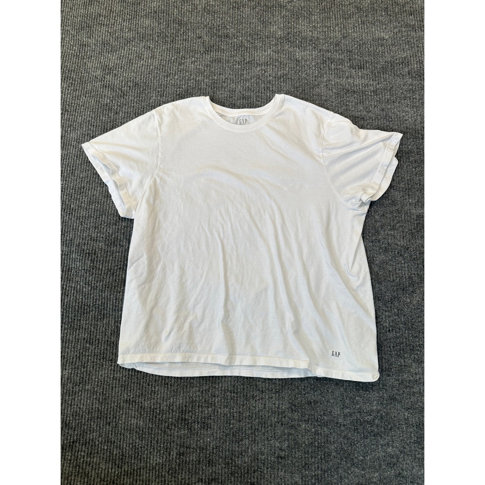 Gap Original T-Shirt XL White Solid 100% Cotton Short Sleeve Crew Neck